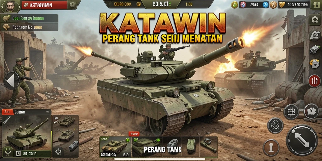 Tampilan menarik dari antarmuka permainan Perang Tank KATAWIN.